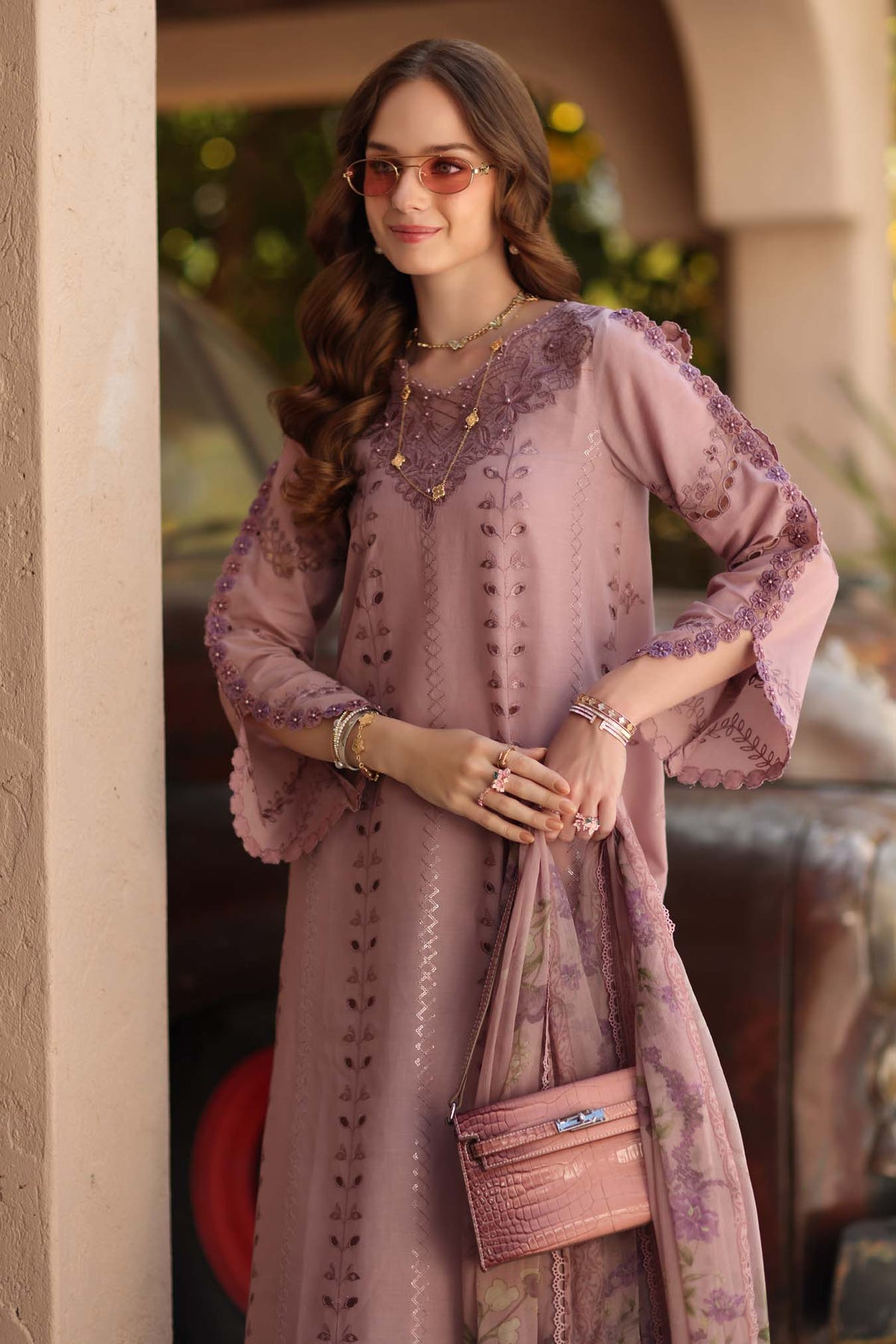 Noor by Saadia Asad | Luxe Chikankari 26 | D4 - B - Dusky Rose by Noor by Saadia Asad - Designer Dress - Type : Luxury Dress - Available at Libayah - 100% Original