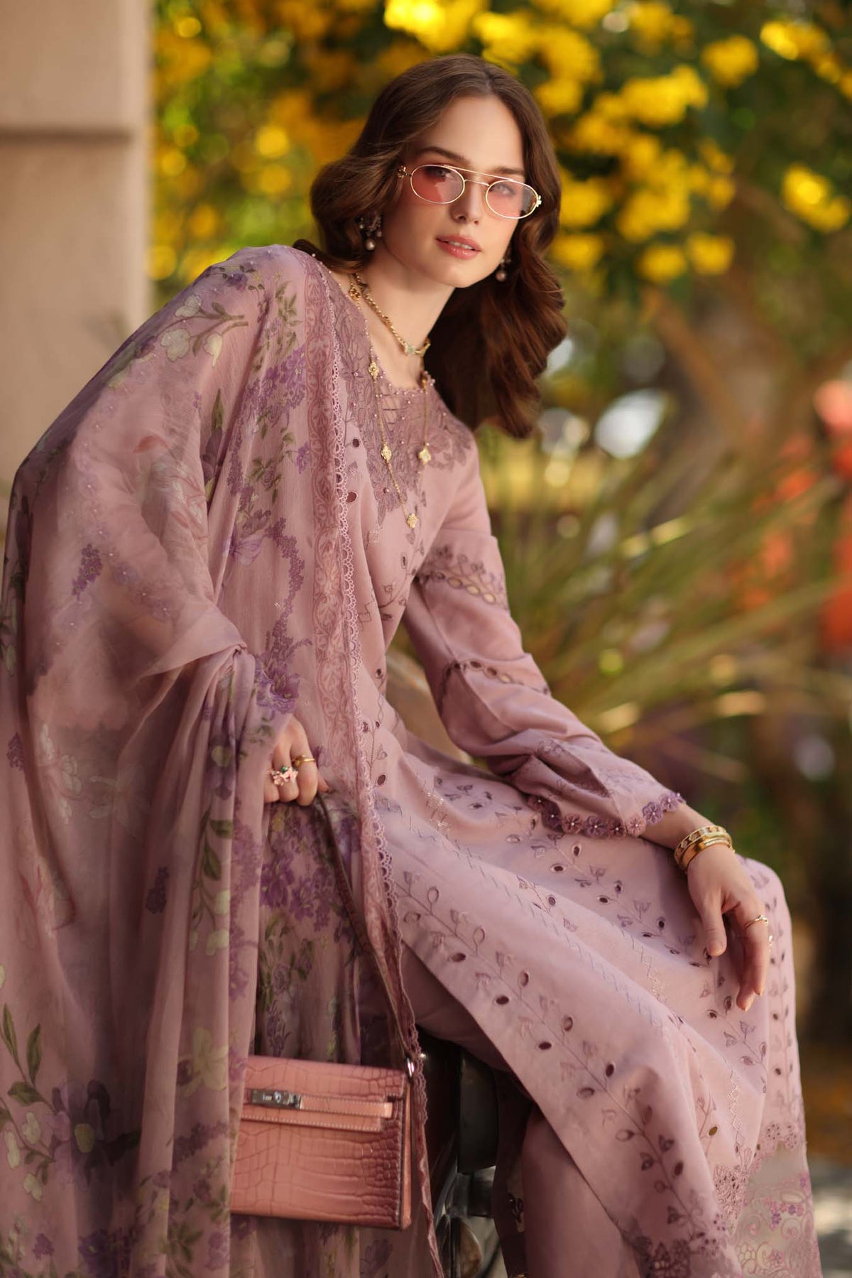 Noor by Saadia Asad | Luxe Chikankari 26 | D4 - B - Dusky Rose by Noor by Saadia Asad - Designer Dress - Type : Luxury Dress - Available at Libayah - 100% Original