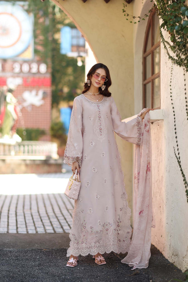 Noor by Saadia Asad | Luxe Chikankari 26 | D7 - A - Soft Rose Mink by Noor by Saadia Asad - Designer Dress - Type : Luxury Dress - Available at Libayah - 100% Original