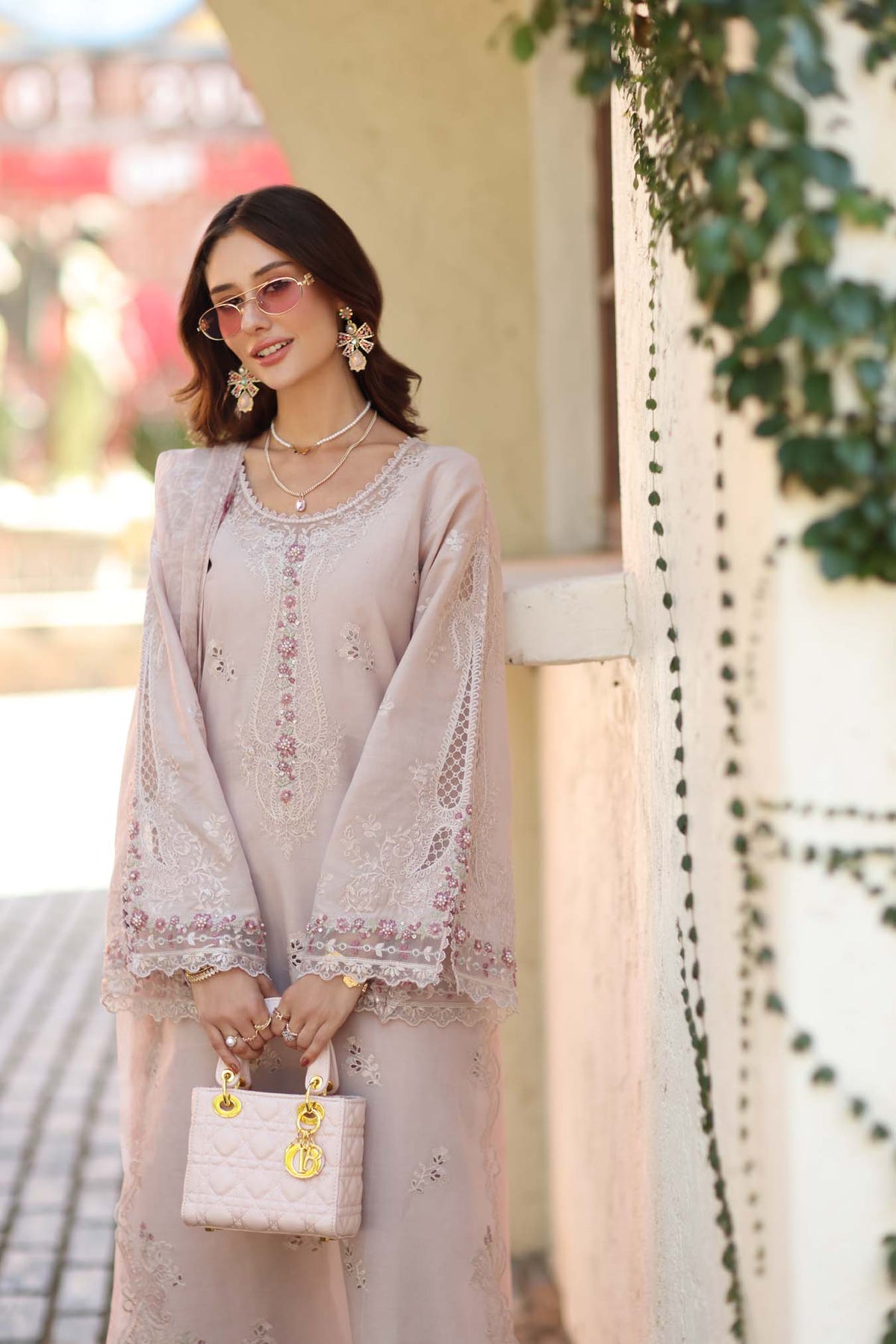 Noor by Saadia Asad | Luxe Chikankari 26 | D7 - A - Soft Rose Mink by Noor by Saadia Asad - Designer Dress - Type : Luxury Dress - Available at Libayah - 100% Original