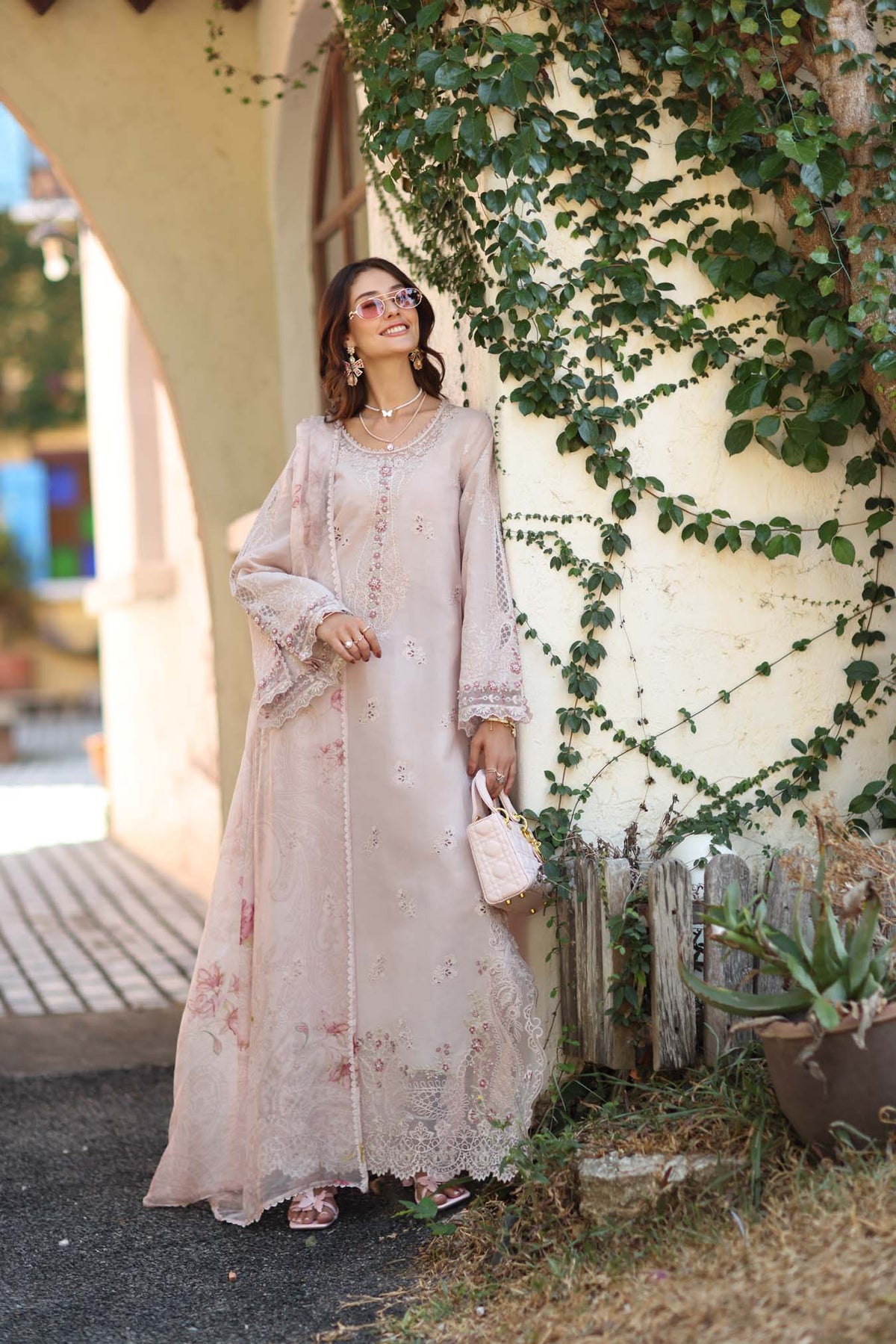 Noor by Saadia Asad | Luxe Chikankari 26 | D7 - A - Soft Rose Mink by Noor by Saadia Asad - Designer Dress - Type : Luxury Dress - Available at Libayah - 100% Original