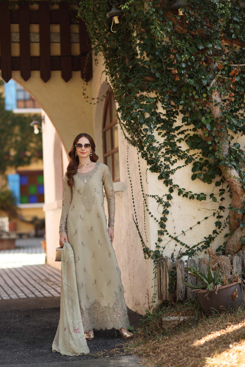 Noor by Saadia Asad | Luxe Chikankari 26 |D7 - B - Warm Gold Sage by Noor by Saadia Asad - Designer Dress - Type : Luxury Dress - Available at Libayah - 100% Original