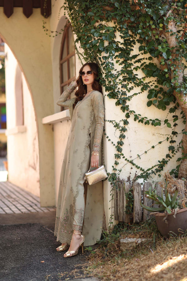 Noor by Saadia Asad | Luxe Chikankari 26 |D7 - B - Warm Gold Sage by Noor by Saadia Asad - Designer Dress - Type : Luxury Dress - Available at Libayah - 100% Original