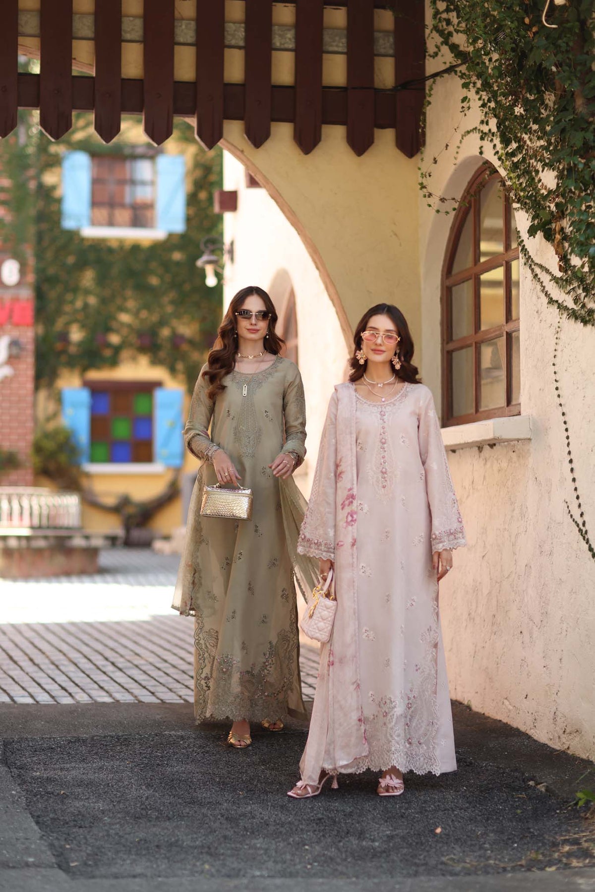 Noor by Saadia Asad | Luxe Chikankari 26 |D7 - B - Warm Gold Sage by Noor by Saadia Asad - Designer Dress - Type : Luxury Dress - Available at Libayah - 100% Original