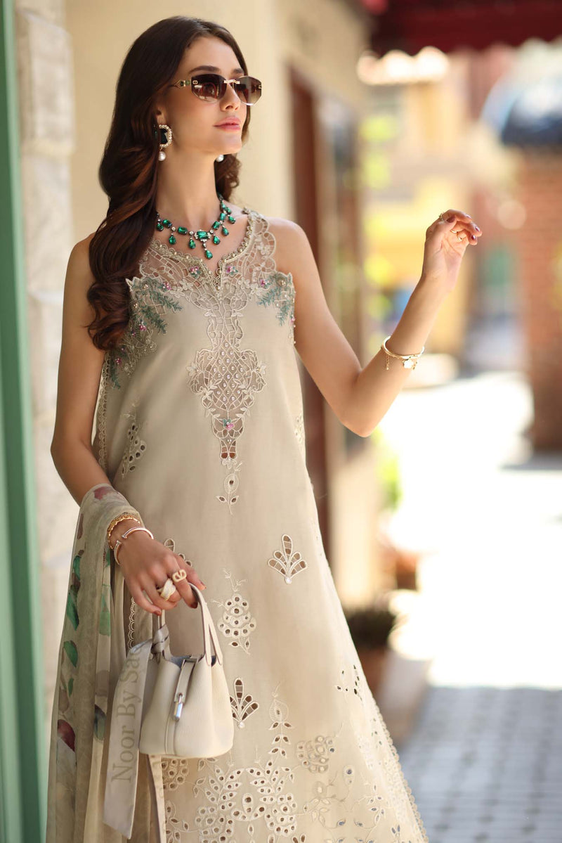 Noor by Saadia Asad | Luxe Chikankari 26 | D6 - A - Soft grey by Noor by Saadia Asad - Designer Dress - Type : Luxury Dress - Available at Libayah - 100% Original