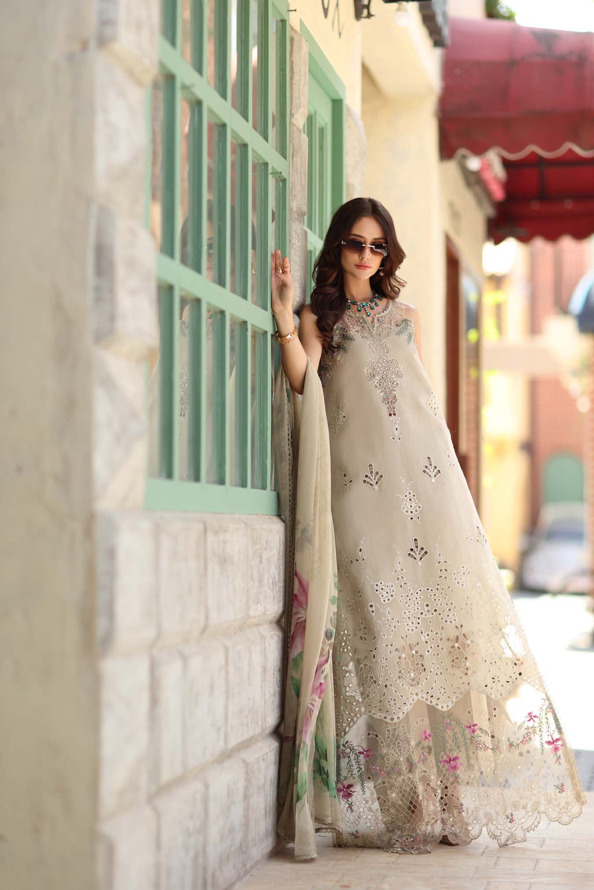 Noor by Saadia Asad | Luxe Chikankari 26 | D6 - A - Soft grey by Noor by Saadia Asad - Designer Dress - Type : Luxury Dress - Available at Libayah - 100% Original