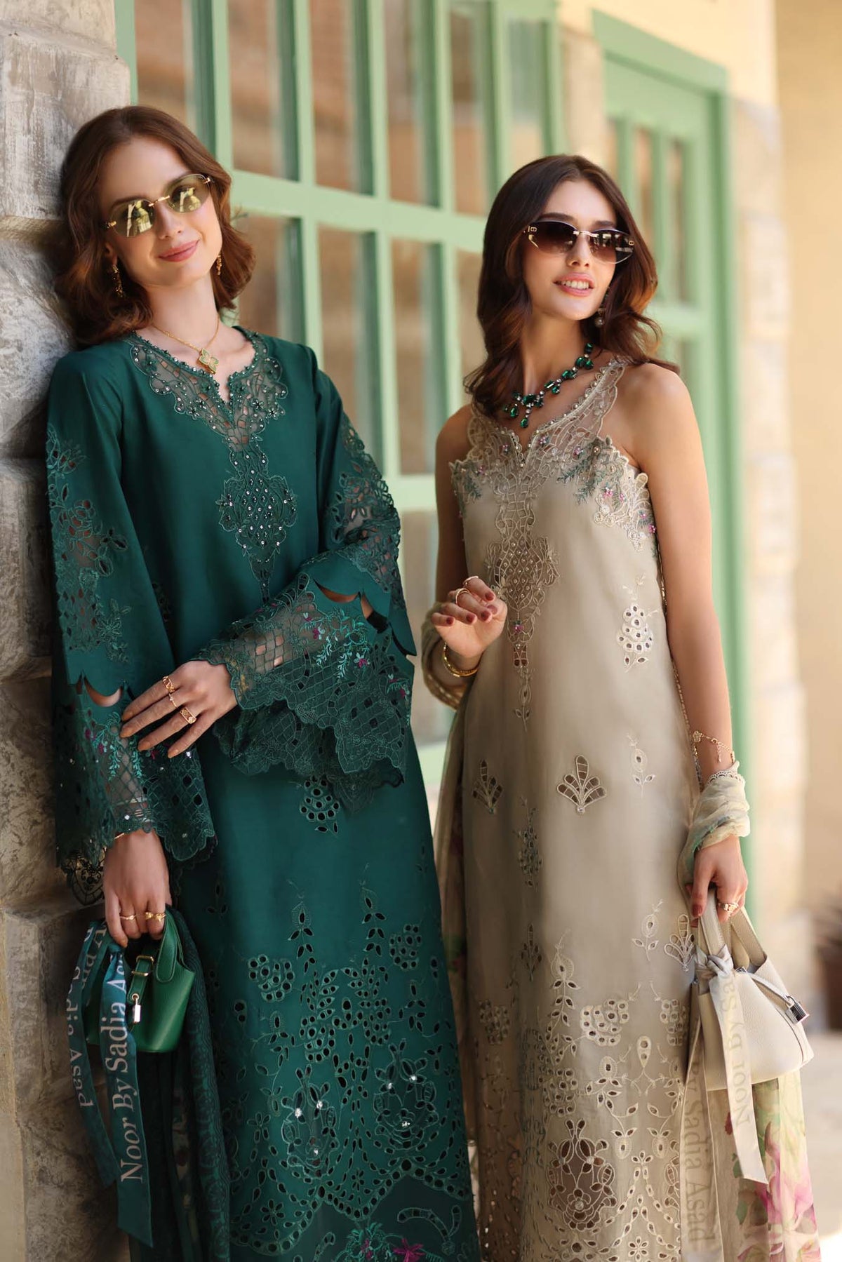 Noor by Saadia Asad | Luxe Chikankari 26 | D6 - A - Soft grey by Noor by Saadia Asad - Designer Dress - Type : Luxury Dress - Available at Libayah - 100% Original