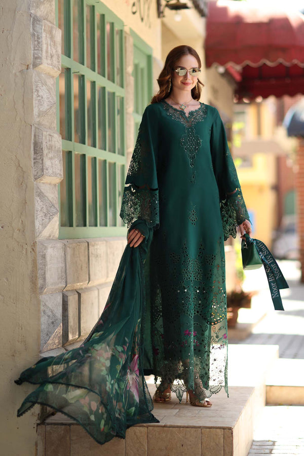 Noor by Saadia Asad | Luxe Chikankari 26 | D6 - B - Emerald Green by Noor by Saadia AsadAL - Designer Dress - Type : Luxury Dress - Available at Libayah - 100% Original