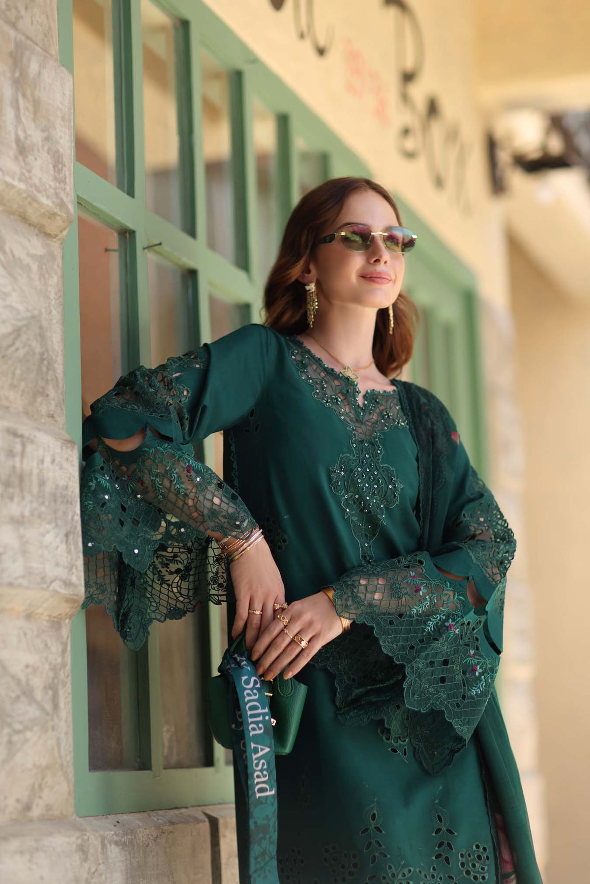 Noor by Saadia Asad | Luxe Chikankari 26 | D6 - B - Emerald Green by Noor by Saadia AsadAL - Designer Dress - Type : Luxury Dress - Available at Libayah - 100% Original