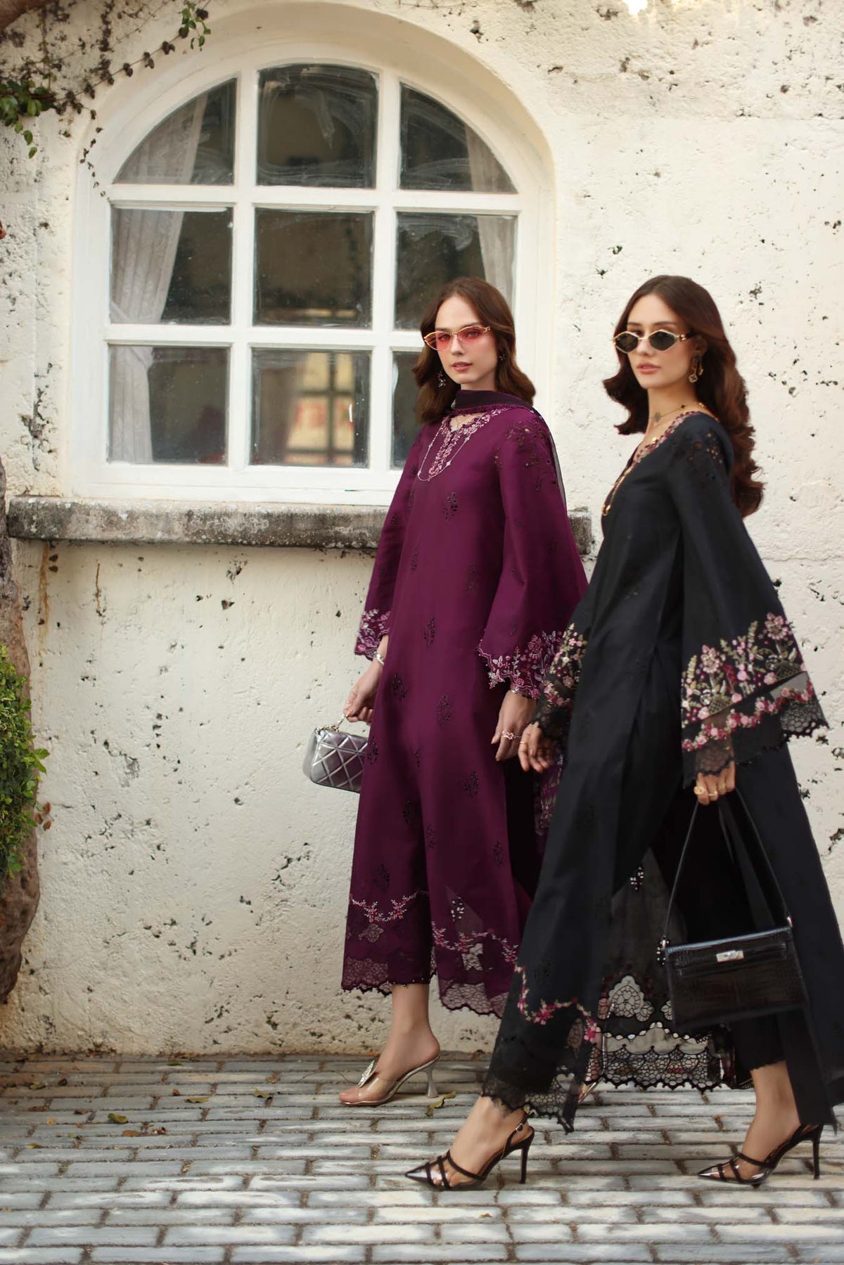 Noor by Saadia Asad | Luxe Chikankari 26 | D1 - A - plumberry by Noor by Saadia Asad - Designer Dress - Type : Luxury Dress - Available at Libayah - 100% Original