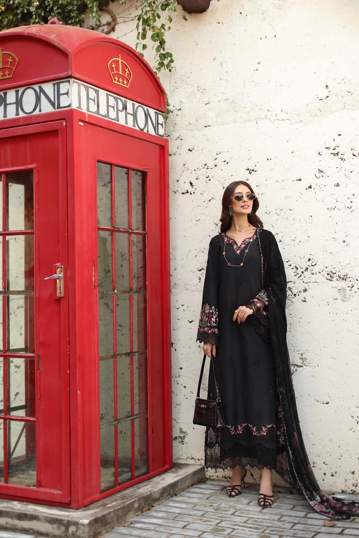 Noor by Saadia Asad | Luxe Chikankari 26 | D1 - B - Midnight Black by Noor by Saadia Asad - Designer Dress - Type : Luxury Dress - Available at Libayah - 100% Original