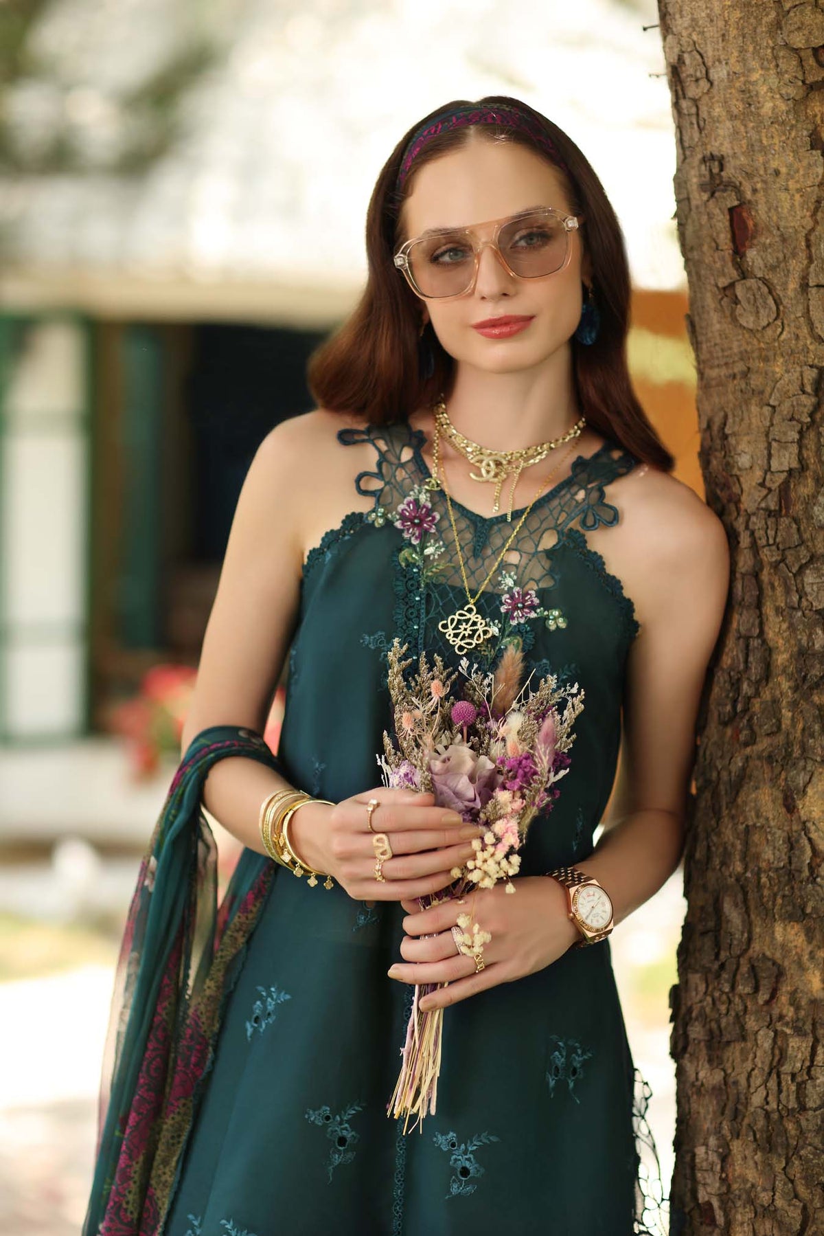 Noor by Saadia Asad | Noor Eid Printskhas 26 | D6  Coblat Teal - by Libayah - Registered Vendor of : Noor by Saadia Asad - 100% Original Designer Dress