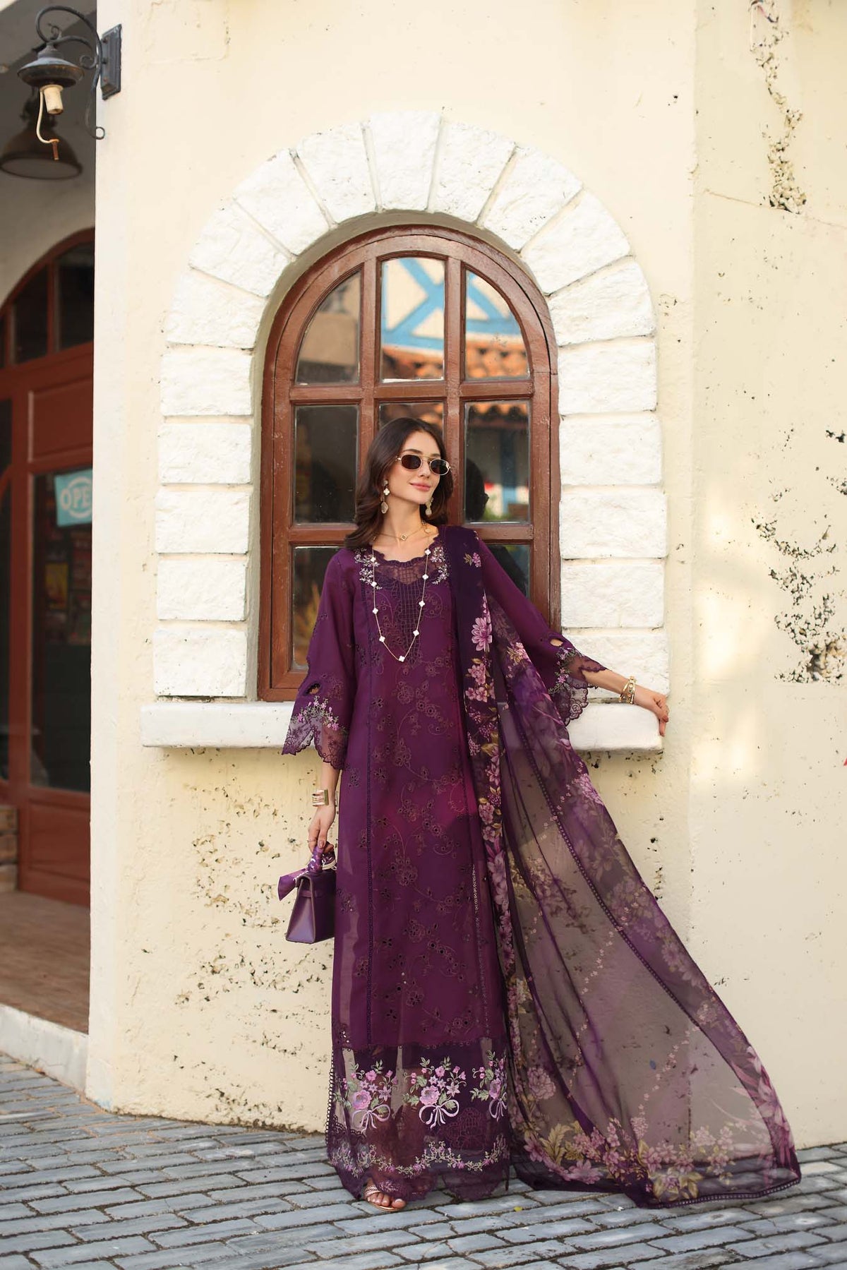 Noor by Saadia Asad | Luxe Chikankari 26 | D5 - A - Itten Plum by Noor by Saadia Asad - Designer Dress - Type : Luxury Dress - Available at Libayah - 100% Original