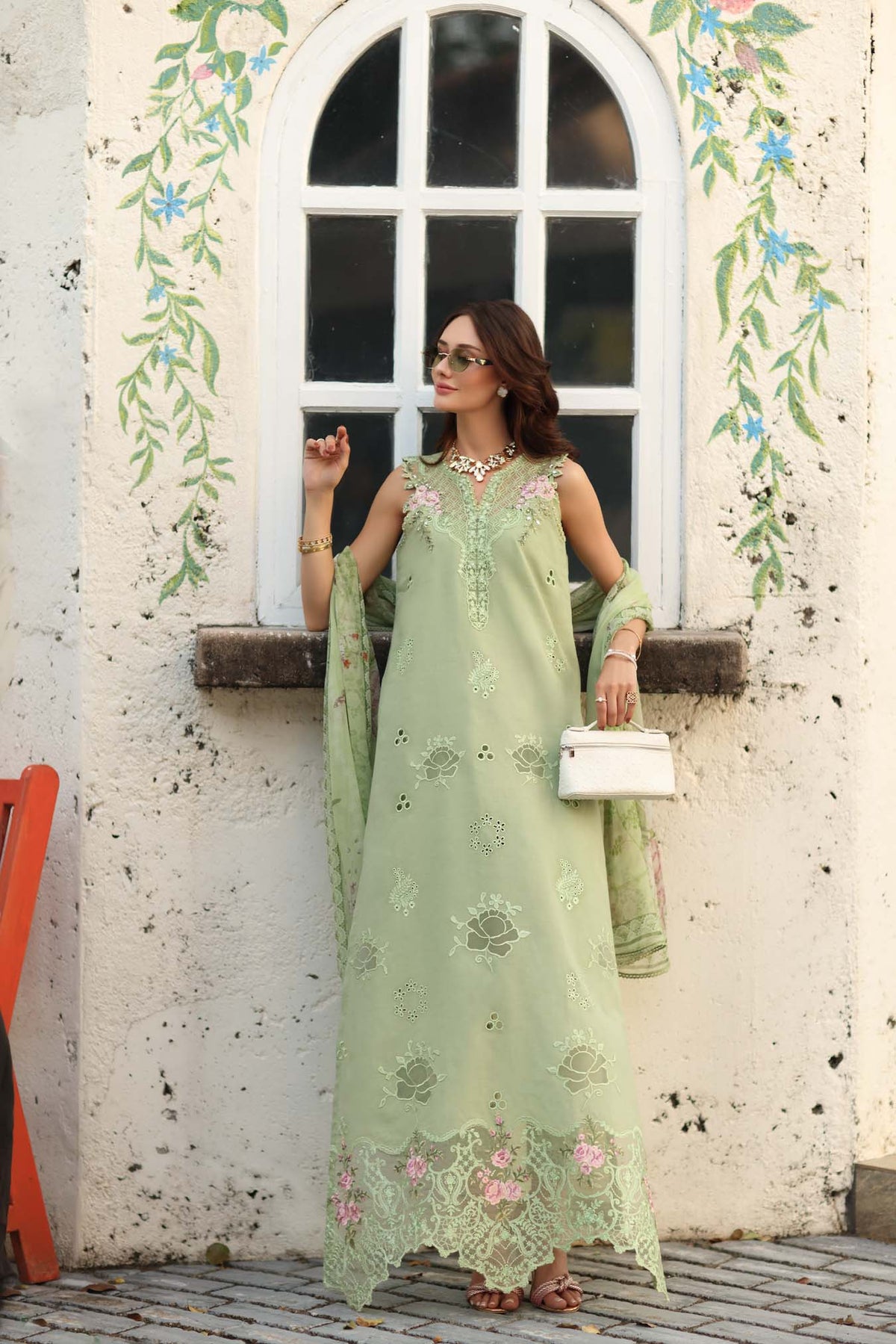Noor by Saadia Asad | Luxe Chikankari 26 | D3 - A - Pistachio by Noor by Saadia Asad - Designer Dress - Type : Luxury Dress - Available at Libayah - 100% Original