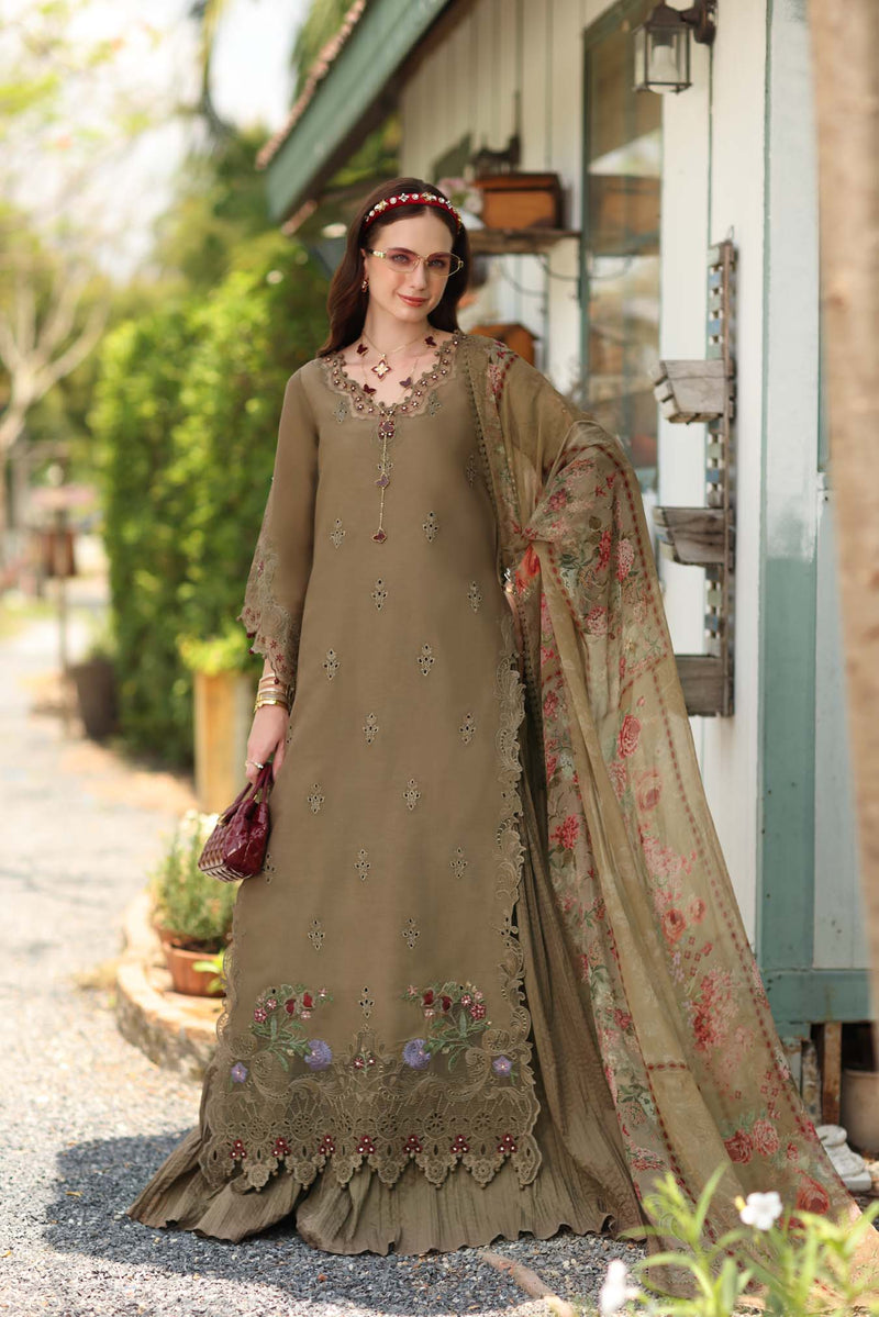 Noor by Saadia Asad | Noor Eid Printskhas 26 |D8  Mocha Sienna - by Libayah - Registered Vendor of : Noor by Saadia Asad - 100% Original Designer Dress
