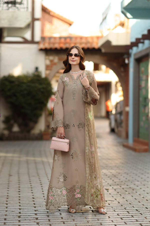 Noor by Saadia Asad | Luxe Chikankari 26 | D3 - B - Soft Mocha by Noor by Saadia Asad - Designer Dress - Type : Luxury Dress - Available at Libayah - 100% Original