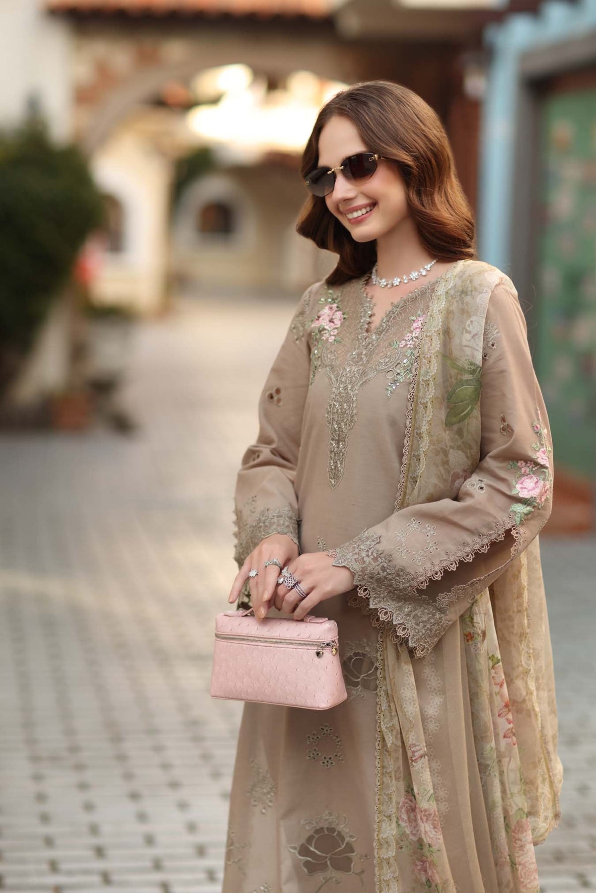 Noor by Saadia Asad | Luxe Chikankari 26 | D3 - B - Soft Mocha by Noor by Saadia Asad - Designer Dress - Type : Luxury Dress - Available at Libayah - 100% Original