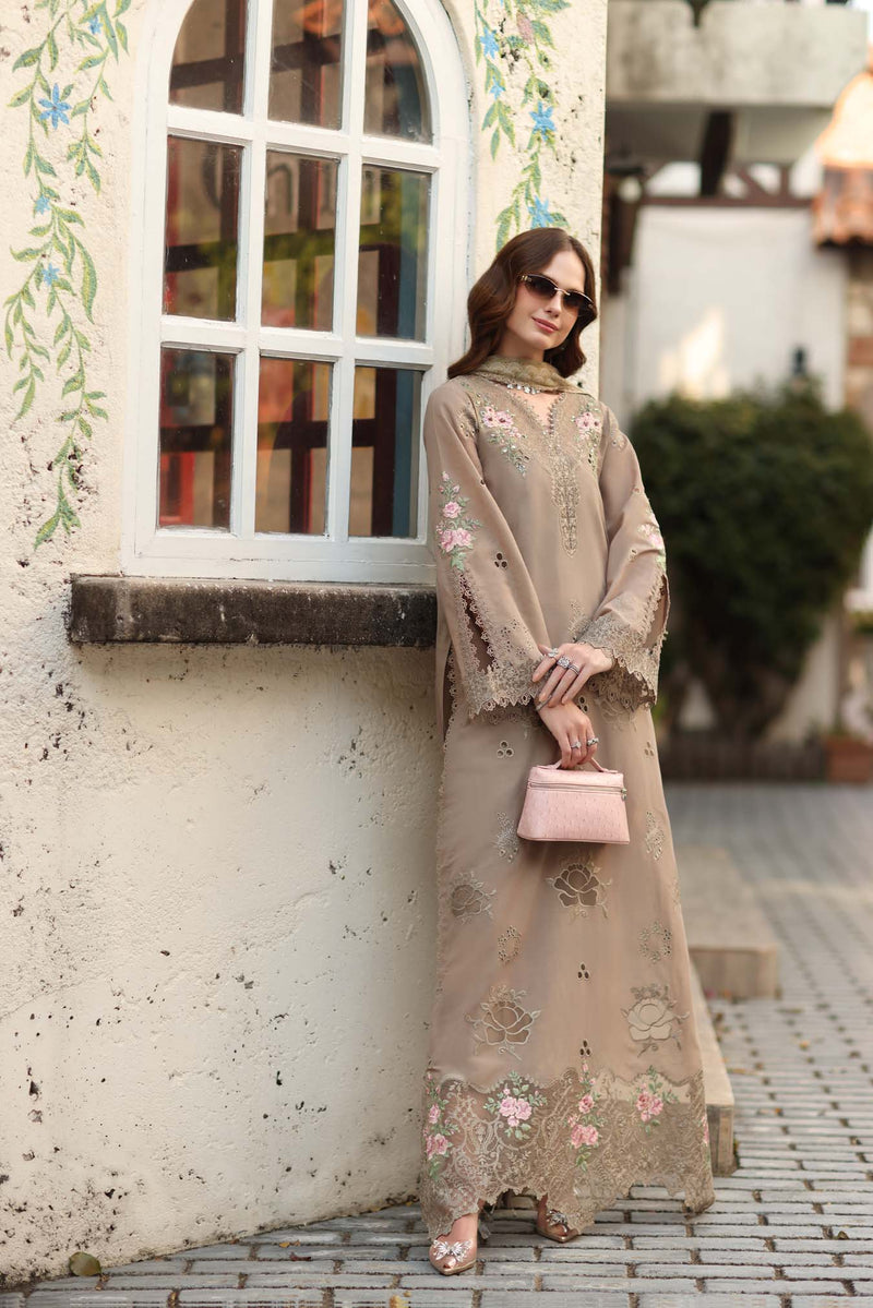 Noor by Saadia Asad | Luxe Chikankari 26 | D3 - B - Soft Mocha by Noor by Saadia Asad - Designer Dress - Type : Luxury Dress - Available at Libayah - 100% Original