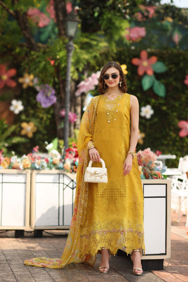 Noor by Saadia Asad | Eid Luxe Chikankari 26 | D10 - Amber Yellow by Noor by Saadia Asad - Designer Dress  - Type : Ladies Clothes - Available at Libayah - 100% Original 
