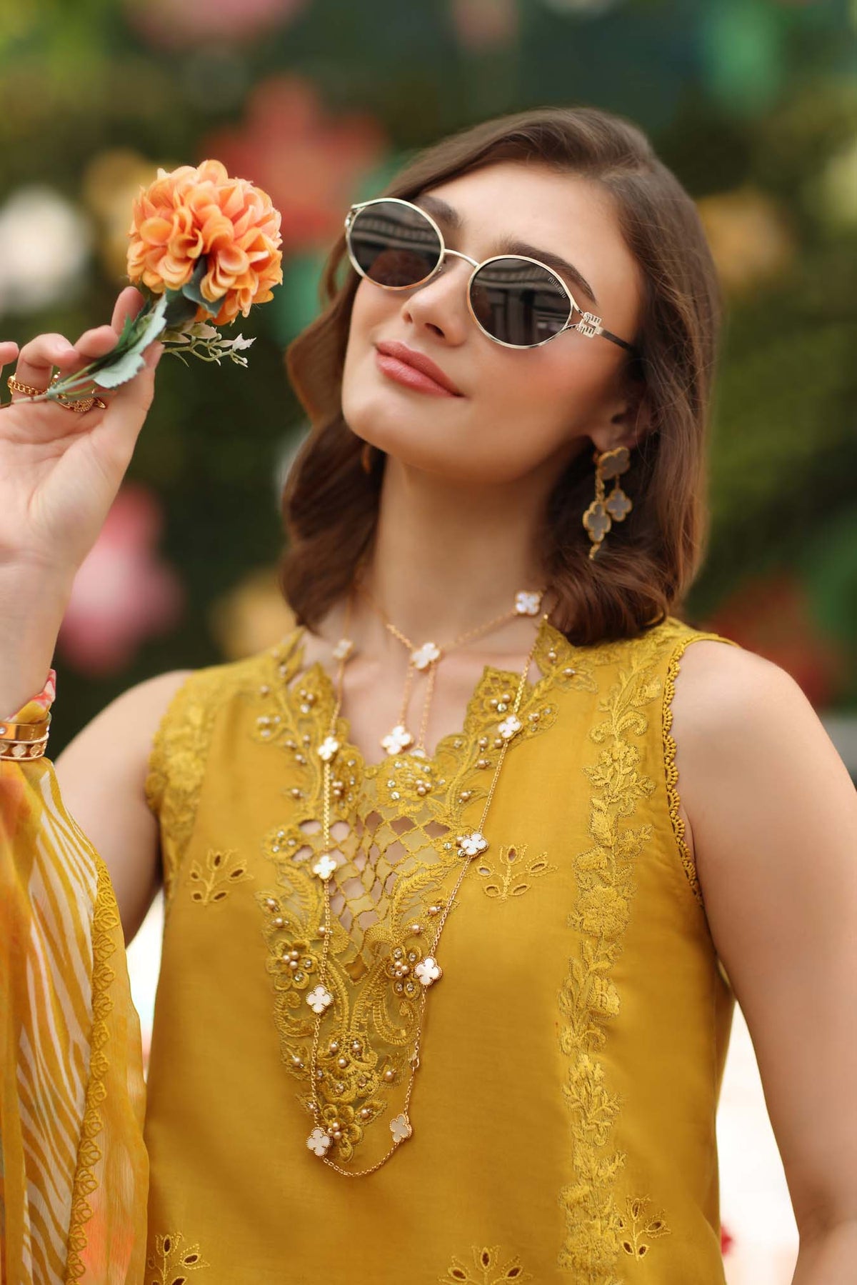 Noor by Saadia Asad | Eid Luxe Chikankari 26 | D10 - Amber Yellow by Noor by Saadia Asad - Designer Dress  - Type : Ladies Clothes - Available at Libayah - 100% Original 