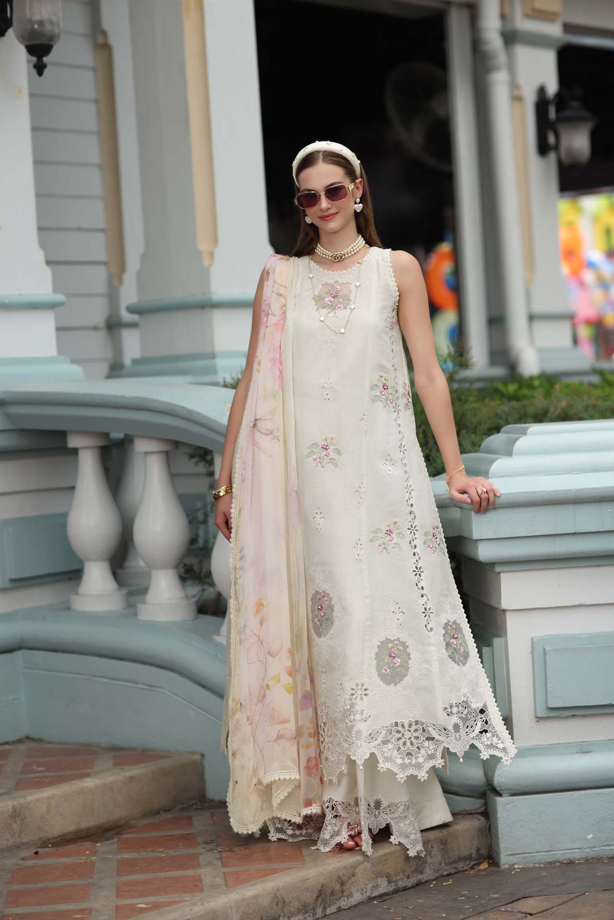 Noor by Saadia Asad | Eid Luxe Chikankari 26 | D2 - Pearl Ivory by Noor by Saadia Asad - Designer Dress  - Type : Ladies Clothes - Available at Libayah - 100% Original 