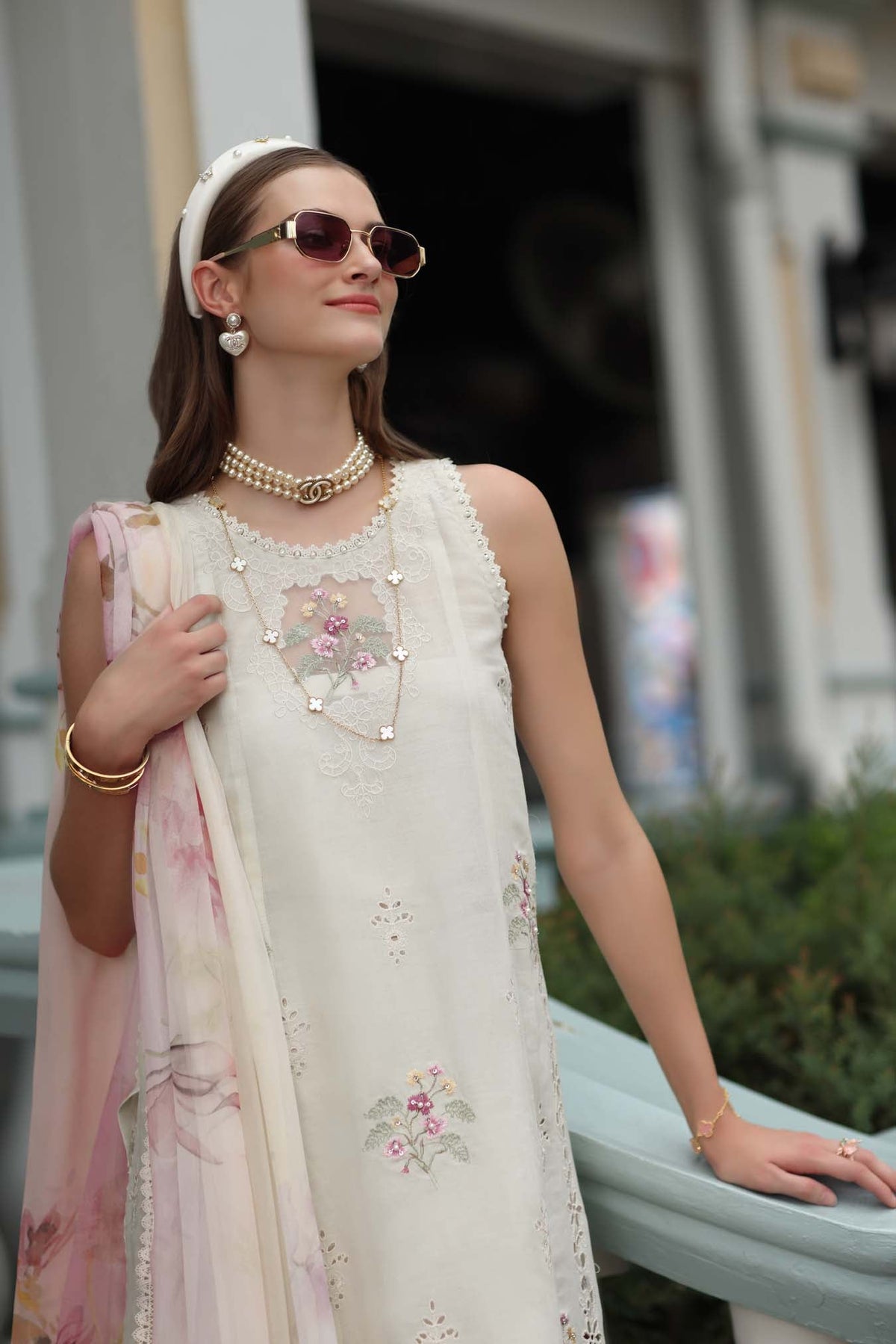Noor by Saadia Asad | Eid Luxe Chikankari 26 | D2 - Pearl Ivory by Noor by Saadia Asad - Designer Dress  - Type : Ladies Clothes - Available at Libayah - 100% Original 