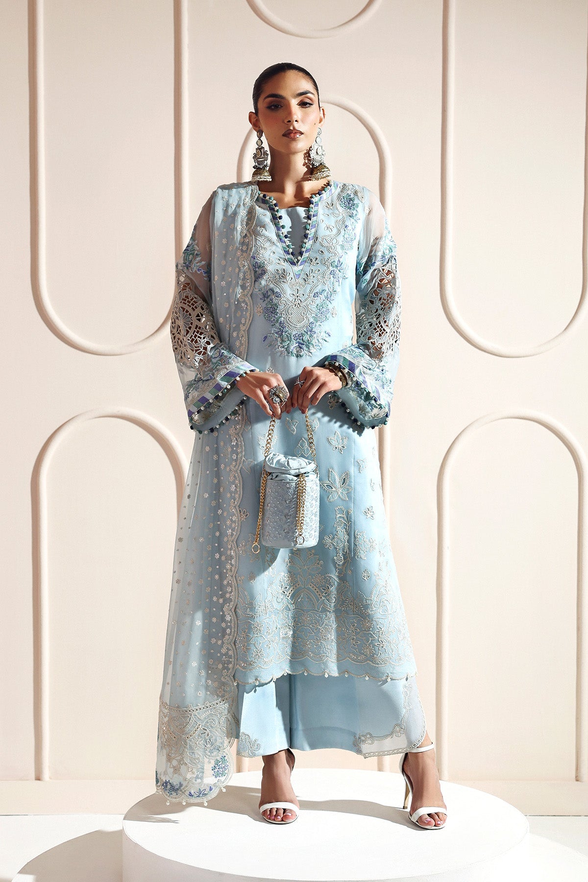 DHANAK – authentic Pakistani formal dress from the Alizeh Aymal Luxury Bamber Chiffon collection for women in the UK.