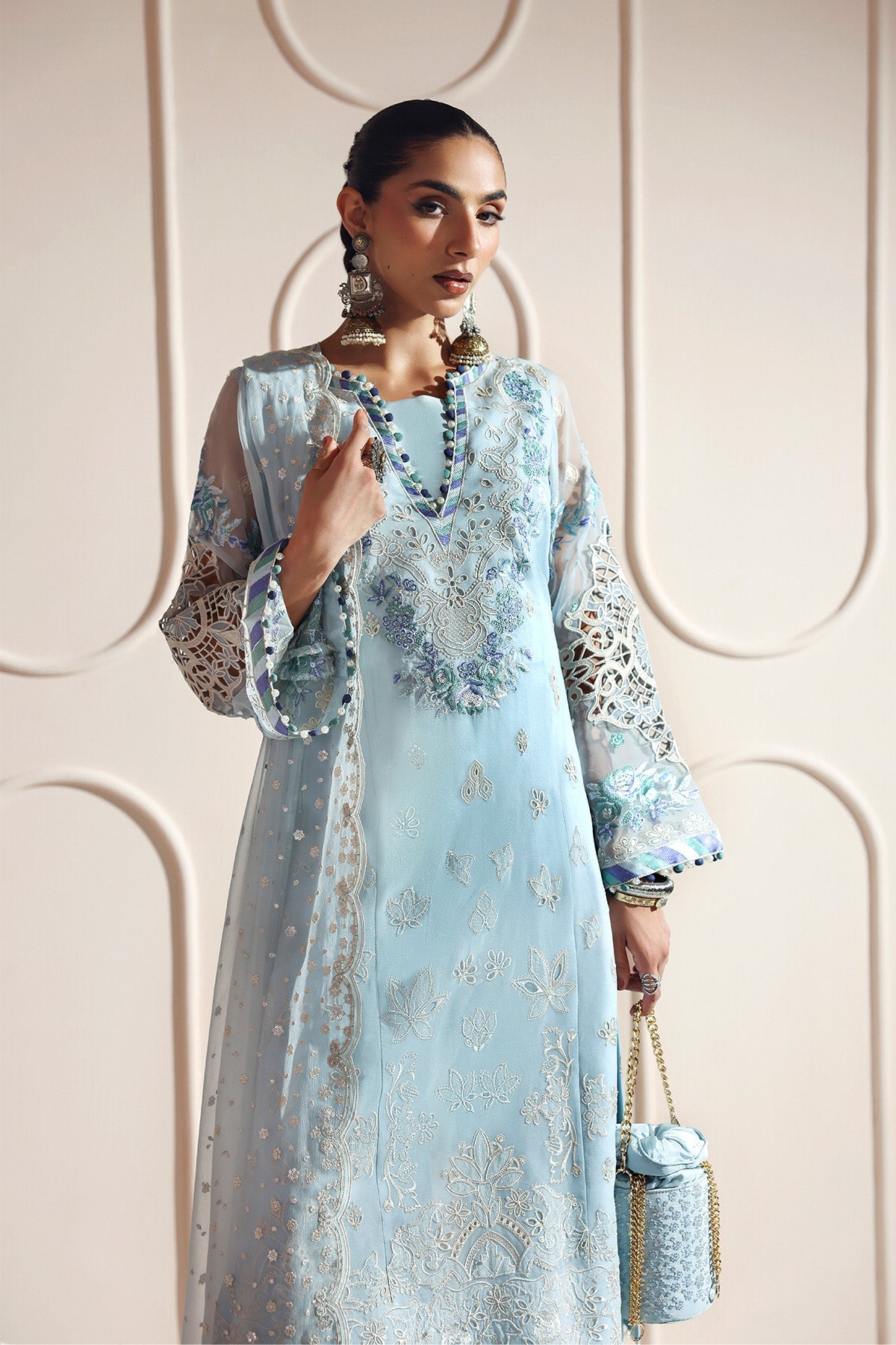 DHANAK – authentic Pakistani formal dress from the Alizeh Aymal Luxury Bamber Chiffon collection for women in the UK.