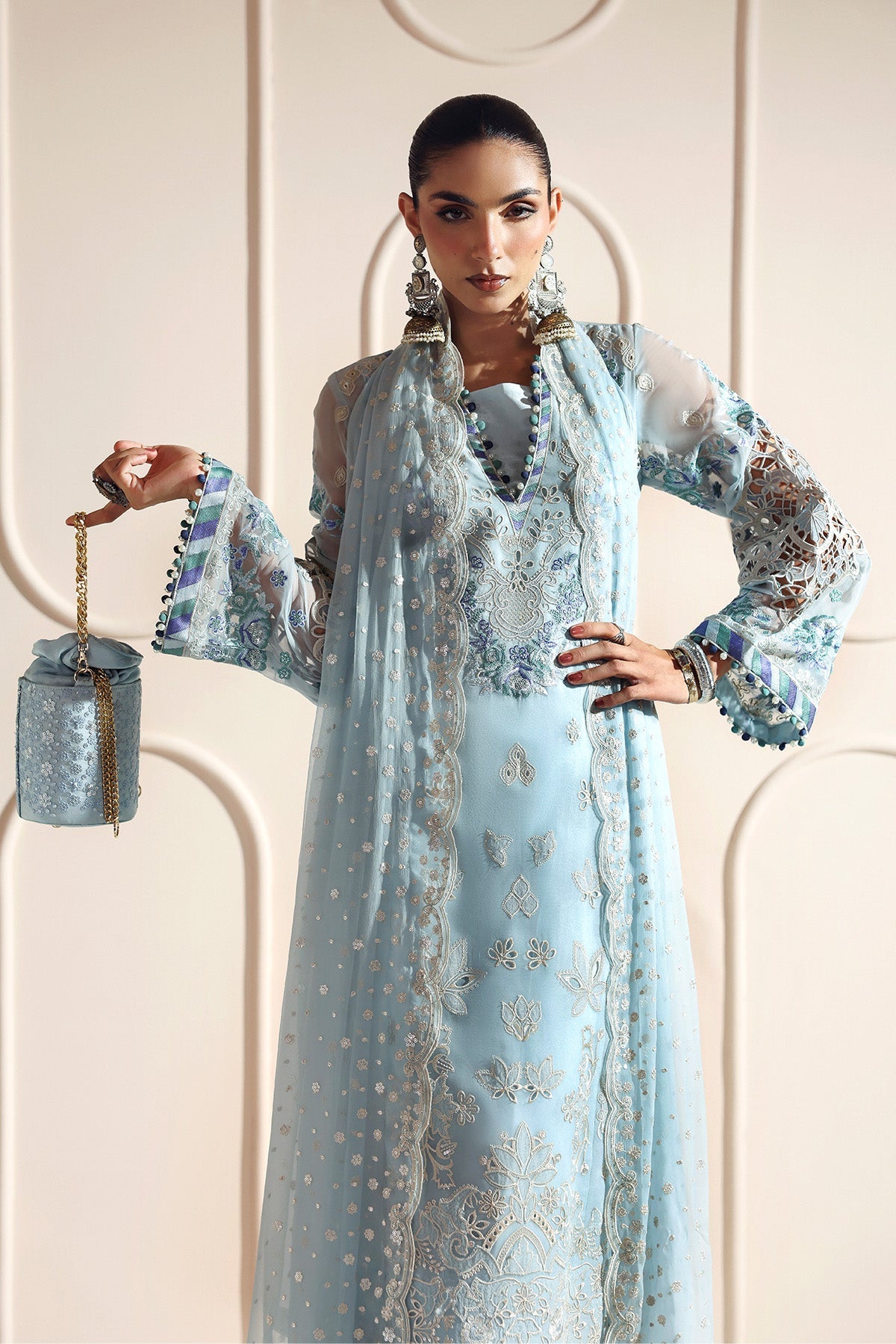 DHANAK – authentic Pakistani formal dress from the Alizeh Aymal Luxury Bamber Chiffon collection for women in the UK.
