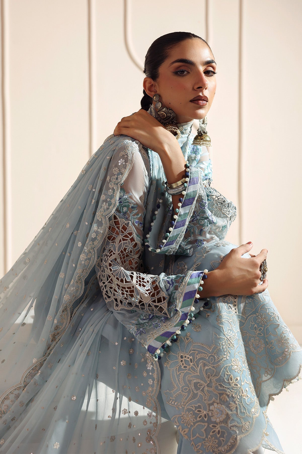 DHANAK – authentic Pakistani formal dress from the Alizeh Aymal Luxury Bamber Chiffon collection for women in the UK.