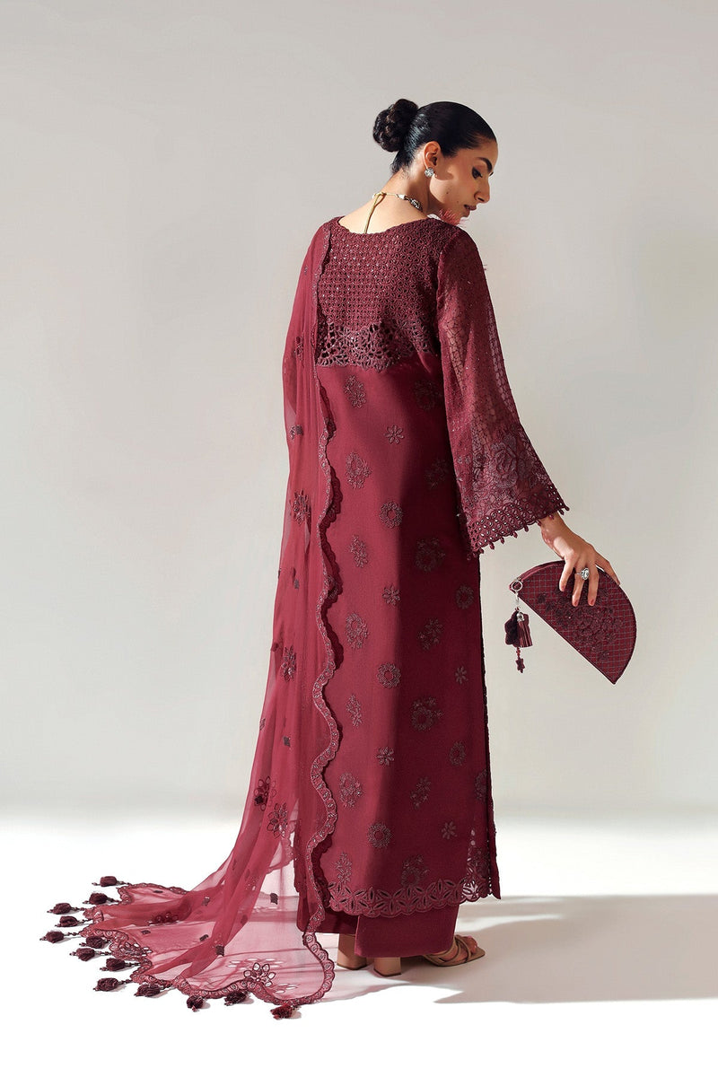 RIKA MAROON – authentic Pakistani formal dress from the Alizeh Aymal Luxury Bamber Chiffon collection for women in the UK.