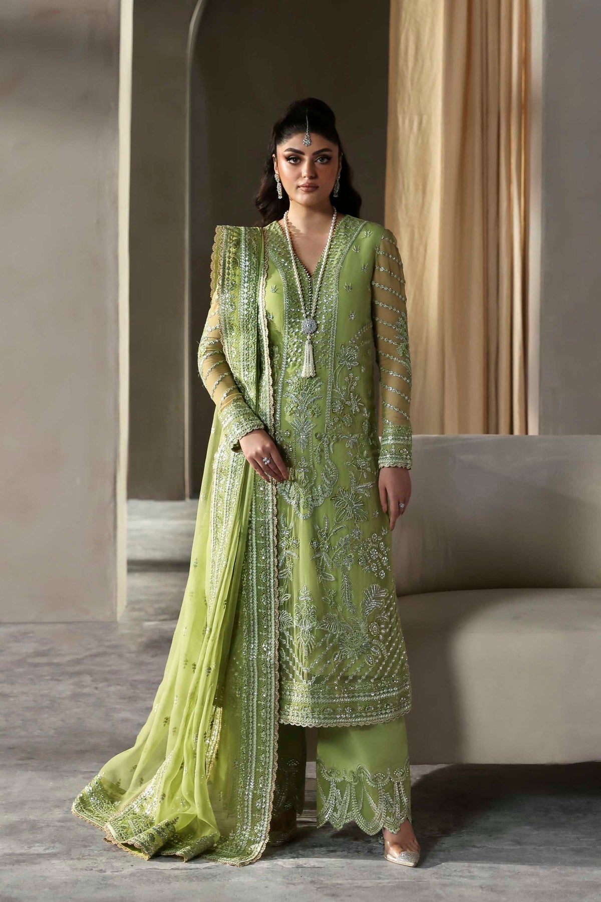 Verdaz – authentic Pakistani formal dress from the Akbar Aslam Meeras Luxury Chiffon 25 collection for women in the UK