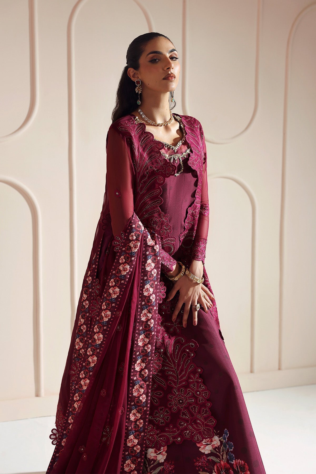 JUGNU – authentic Pakistani formal dress from the Alizeh Aymal Luxury Bamber Chiffon collection for women in the UK.