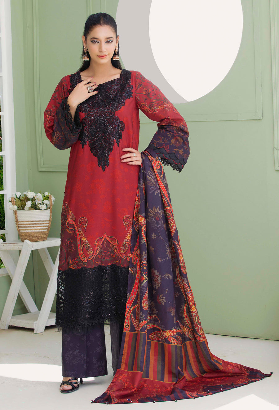 SLUB 7777 – authentic Pakistani dress from the Adans Libas Khaddar 25 collection for women in the UK