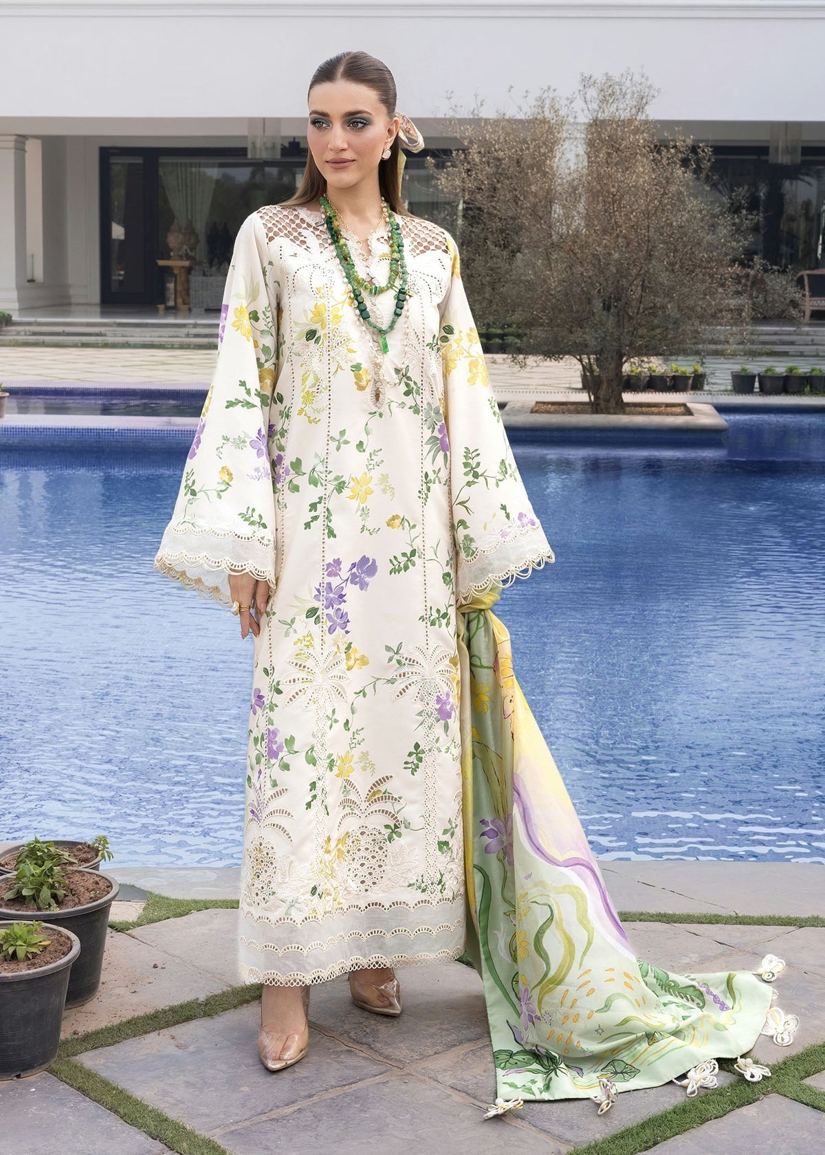 Crimson | flow lawn 26 | TROPIC TEASE - D4A - Designer Dress - Type : Ladies Clothes - Available at Libayah - 100% Original