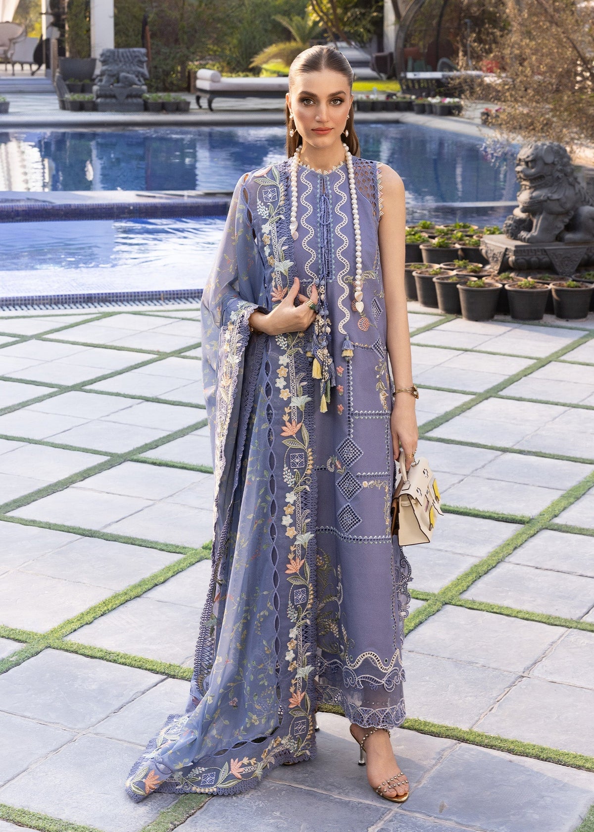Crimson | flow lawn 26 | FLORAL SERENITY-D1B - Designer Dress - Type : Ladies Clothes - Available at Libayah - 100% Original