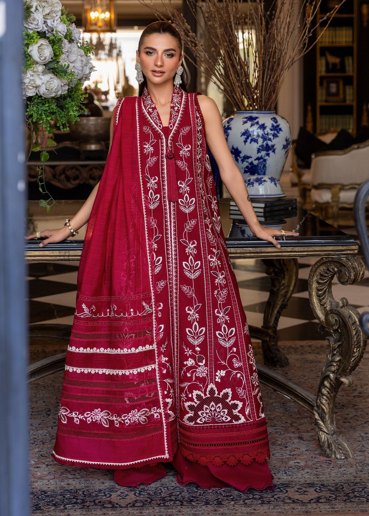 Crimson | flow lawn 26 | A HANDMADE TALE-D5A - Designer Dress - Type : Ladies Clothes - Available at Libayah - 100% Original
