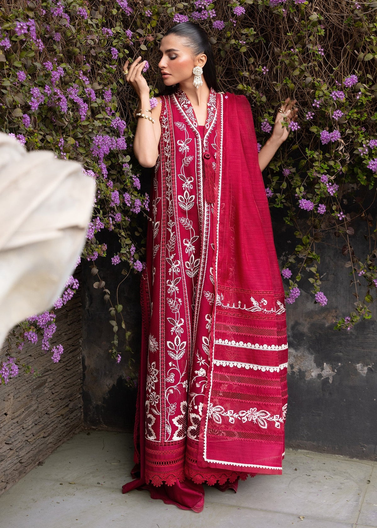 Crimson | flow lawn 26 | A HANDMADE TALE-D5A - Designer Dress - Type : Ladies Clothes - Available at Libayah - 100% Original