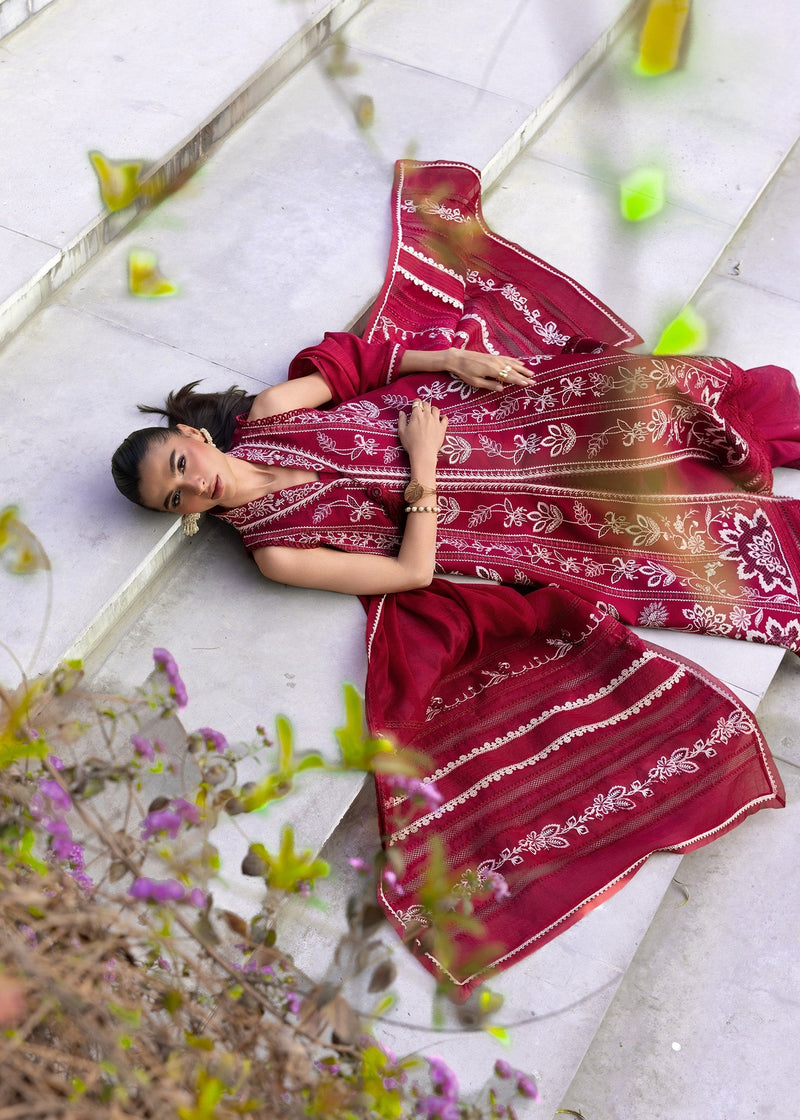 Crimson | flow lawn 26 | A HANDMADE TALE-D5A - Designer Dress - Type : Ladies Clothes - Available at Libayah - 100% Original