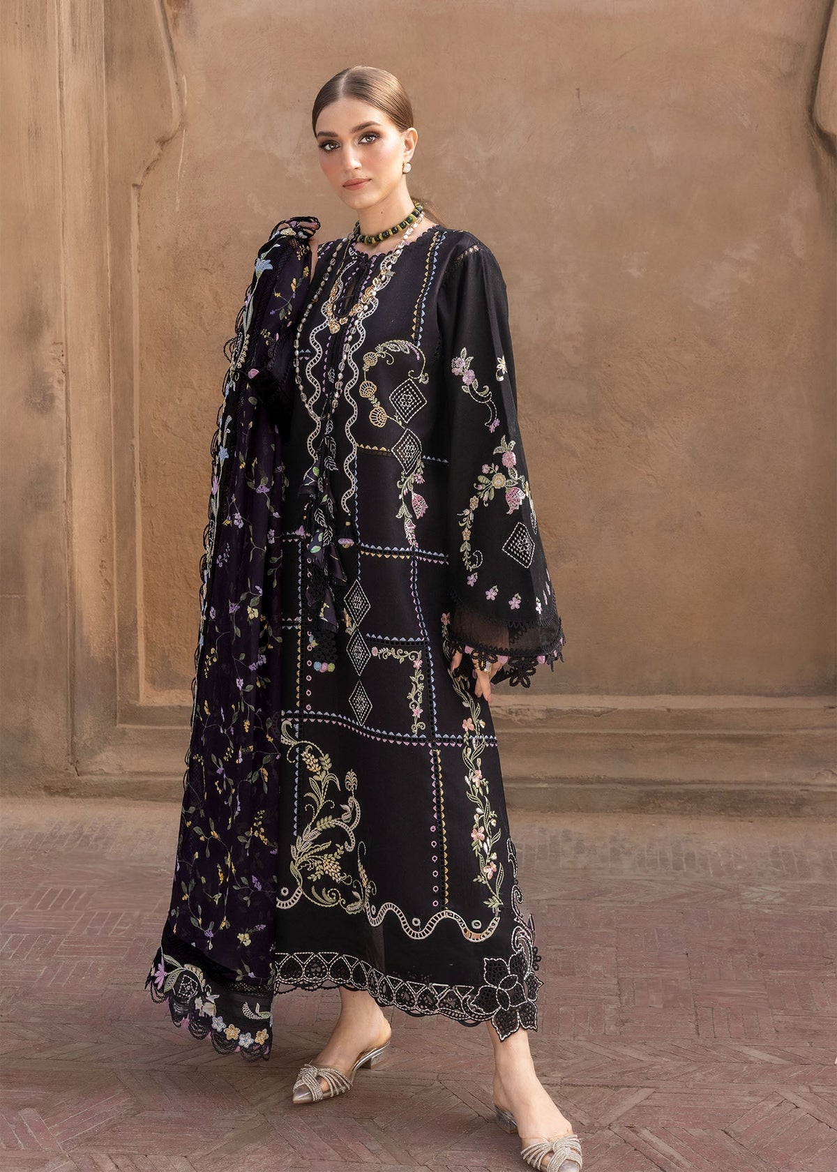 Crimson | flow lawn 26 | FLORAL SERENITY - D1A - Designer Dress - Type : Ladies Clothes - Available at Libayah - 100% Original