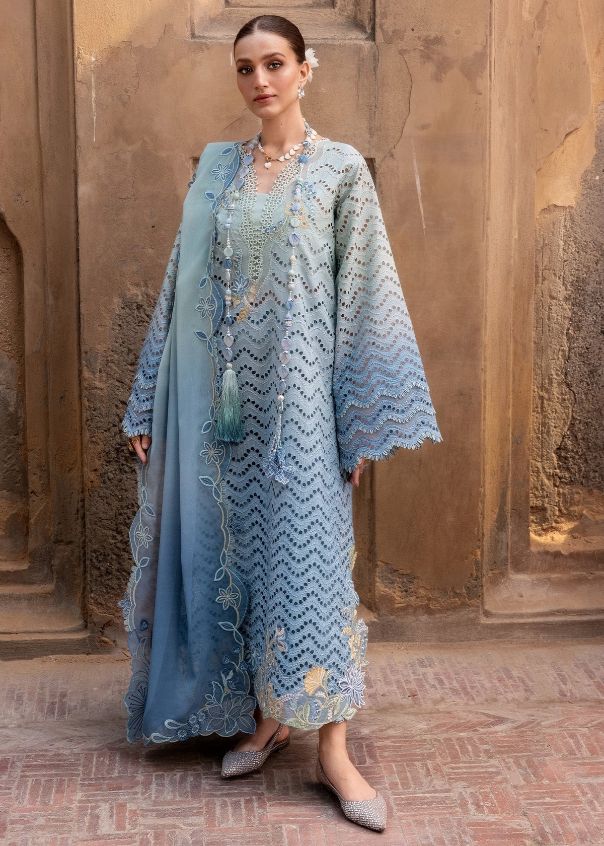 Crimson | flow lawn 26 | OMBRE LOVE - D8A - Designer Dress - Type : Ladies Clothes - Available at Libayah - 100% Original