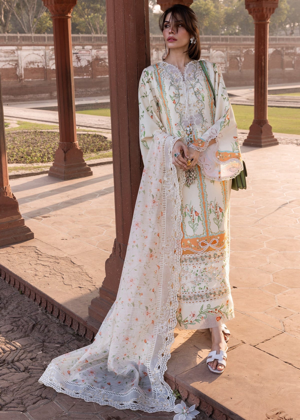 Crimson | flow lawn 26 | SUN-KISSED LETTER-D9A - Designer Dress - Type : Ladies Clothes - Available at Libayah - 100% Original