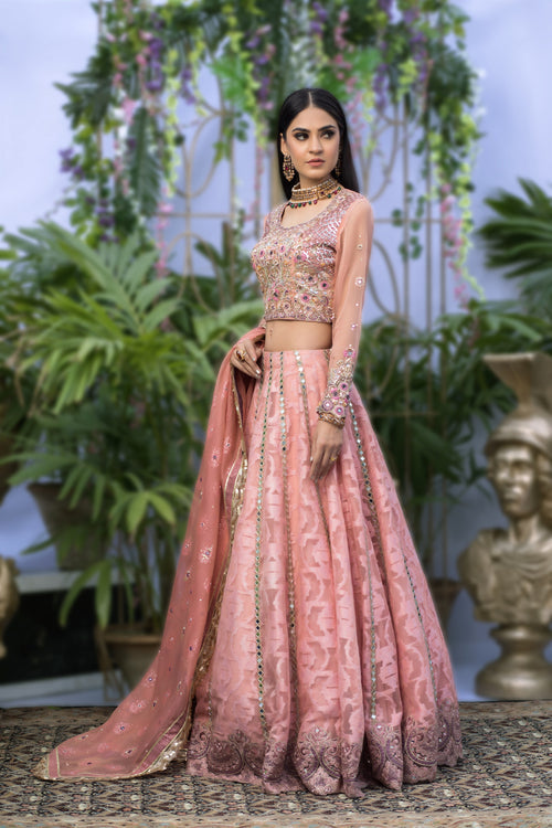 Wahaj M.Khan | Nureh Wedding Formals | Pale Pink Lenga and Choli by Wahaj M.Khan - Designer Dress - Type: Ladies Clothes - Available at Libayah - 100% Original