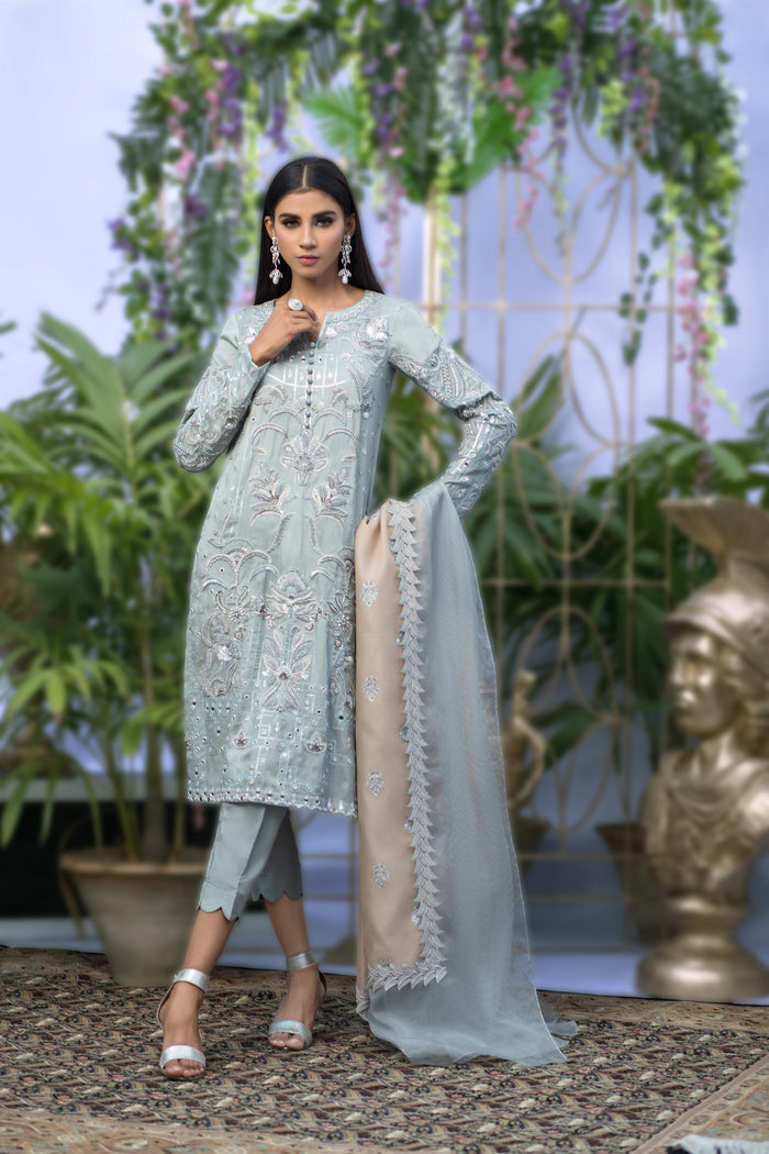 Wahaj M.Khan | Nureh Wedding Formals | Grey Straight Shirt and Pant by Wahaj M.Khan - Designer Dress - Type: Ladies Clothes - Available at Libayah - 100% Original