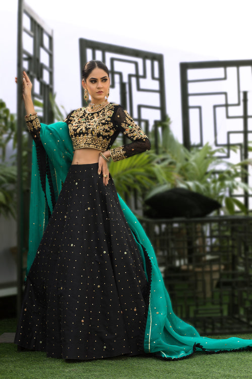 Wahaj M.Khan | Nureh Wedding Formals | Black Lenga Choli by Wahaj M.Khan - Designer Dress - Type: Ladies Clothes - Available at Libayah - 100% Original