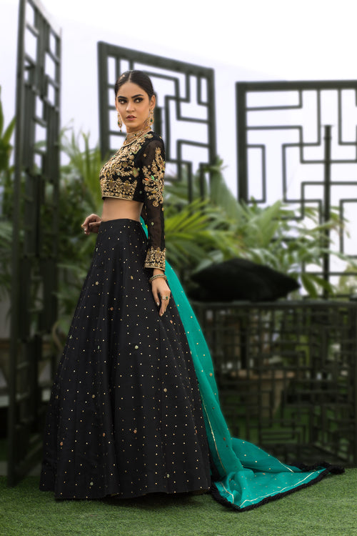 Wahaj M.Khan | Nureh Wedding Formals | Black Lenga Choli by Wahaj M.Khan - Designer Dress - Type: Ladies Clothes - Available at Libayah - 100% Original