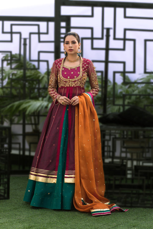 Wahaj M.Khan | Nureh Wedding Formals | Magenta Anarkali by Wahaj M.Khan - Designer Dress - Type: Ladies Clothes - Available at Libayah - 100% Original