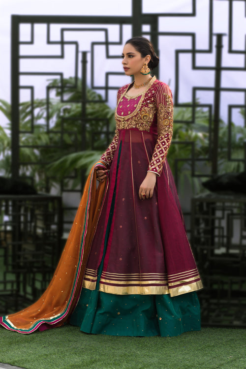 Wahaj M.Khan | Nureh Wedding Formals | Magenta Anarkali by Wahaj M.Khan - Designer Dress - Type: Ladies Clothes - Available at Libayah - 100% Original