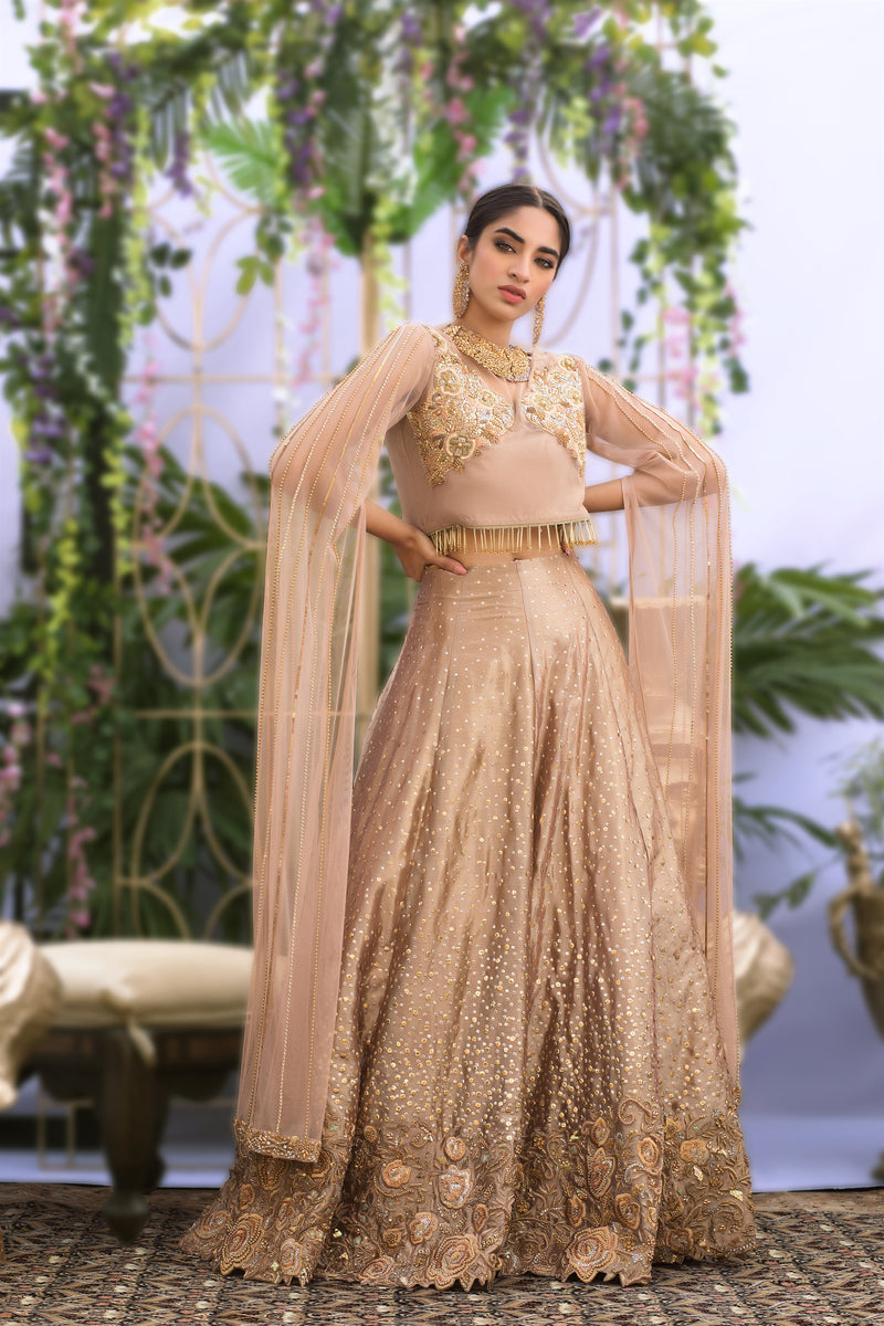 Wahaj M.Khan | Nureh Wedding Formals | Rose Gold Lenga and Choli by Wahaj M.Khan - Designer Dress - Type: Ladies Clothes - Available at Libayah - 100% Original