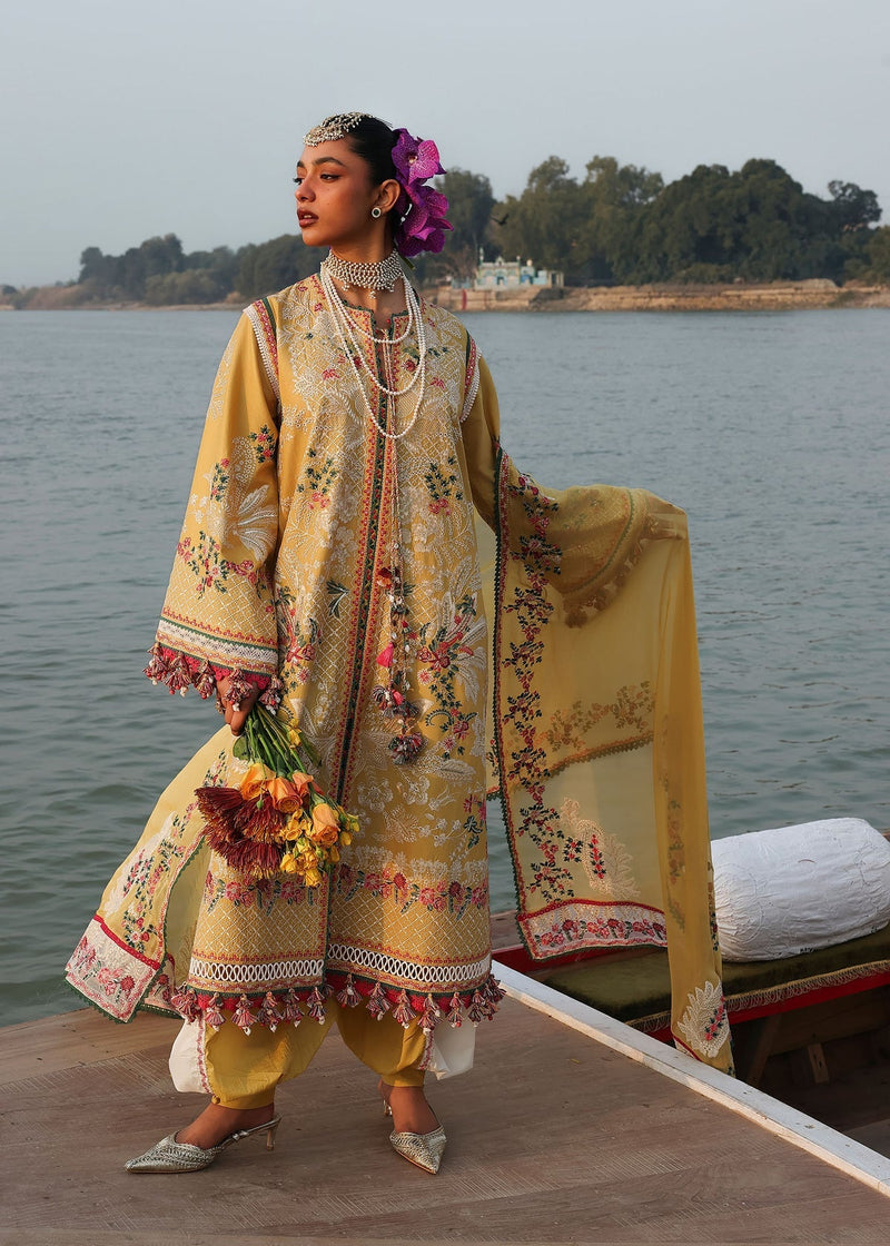 Hussain Rehar | Kalabagh Luxury Lawn 26 | Ochre by Hussain Rehar - Designer Dress  - Type : Ladies Clothes - Available at Libayah - 100% Original 